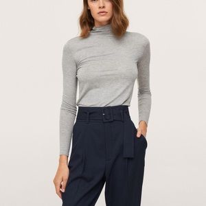 Mango High-Waisted Navy Pants